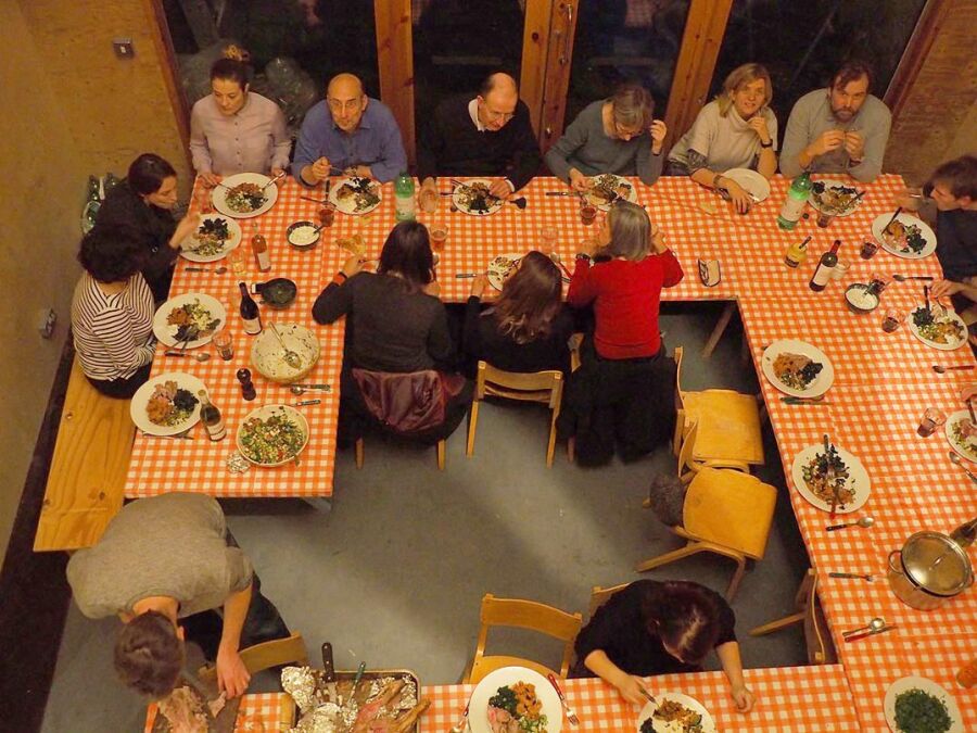Christmas 2014 party meal, in unit 3, viewed from above.