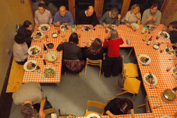 Christmas 2014 party meal, in unit 3, viewed from above.